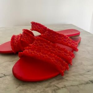 Rothy’s Bright Red Fringe Slip-On Sandals – Women’s Size 10